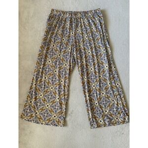 NR 1X Collection Wide Leg‎ Palazzo Pants Elastic Waist Geometric Print Size L